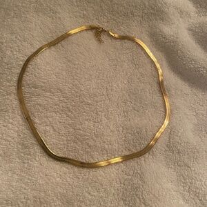 Gold herringbone necklace gold plated 21”